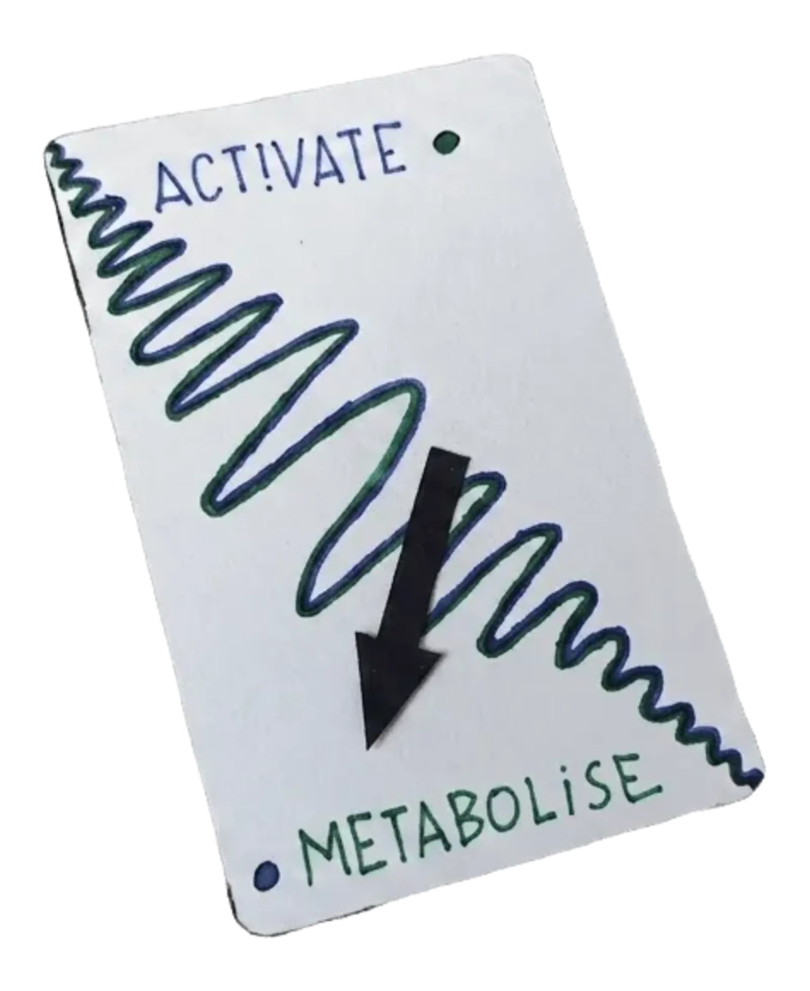 A hand-drawn card reading Activate and Metabolise